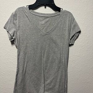 Gray V-Neck Women's Top